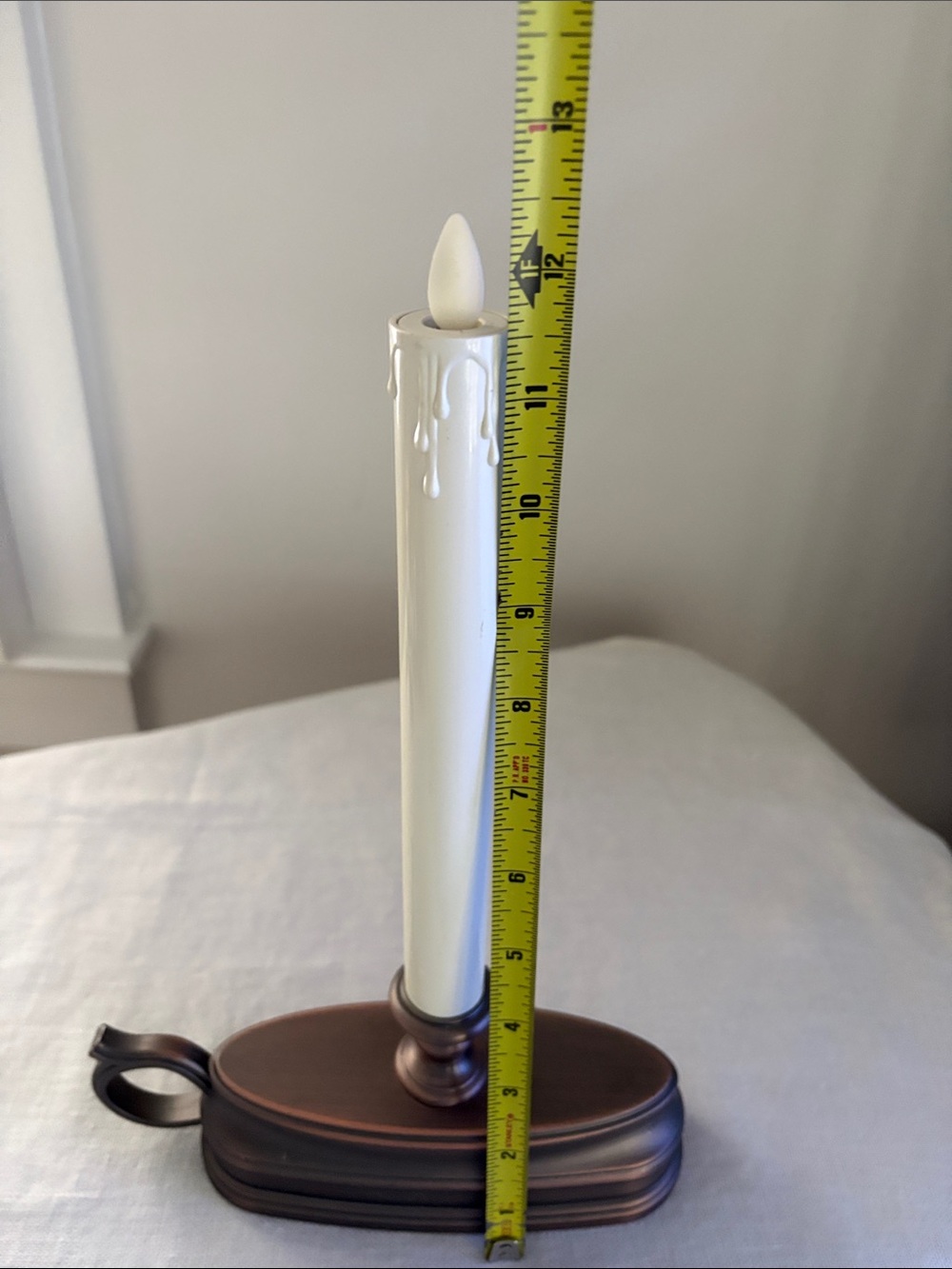 Luminara  Window Taper Candle 12" Moving Flame Bronze Tone Base with Timer - Picture 9 of 9
